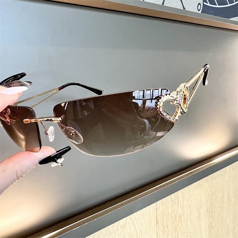 Sunglasses Cat Eye - 새로운 타원형 캣아이 프레임리스 머큐리 선글라스,
