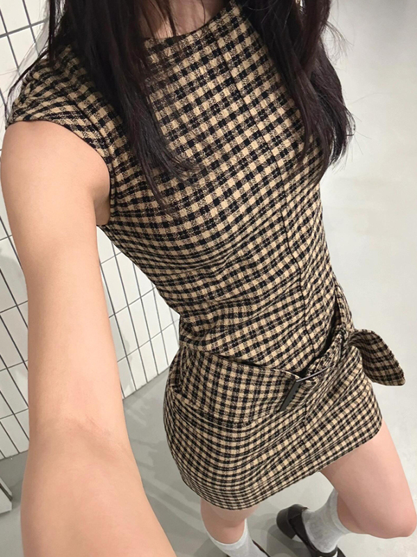 레트로 한국 체크 슬리밍 베스트 드레스 여성 여름 신상 - Linen Dress Wrap 리뷰 및 가격